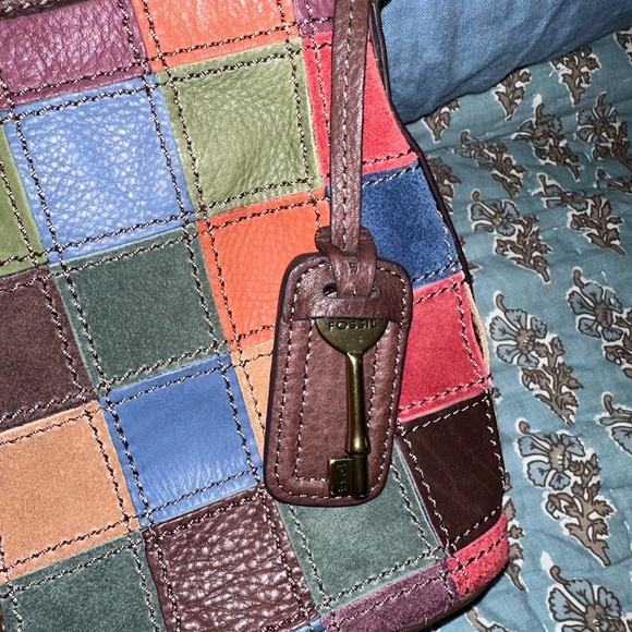 VINTAGE fossil shoulder bag patchwork - Picture 5 of 6